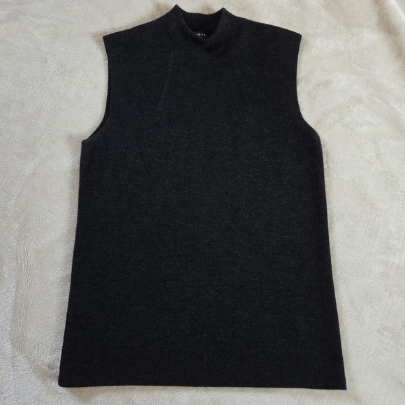 Akris Sweaters - Akris Charcoal Gray Sleeveless Mock Neck Sweater Vest Women Size 8 Cashmere Silk